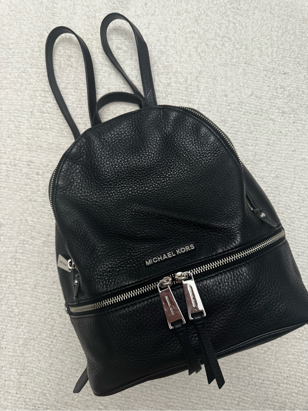 Michael Kors Black Pebbled Leather  Backpack